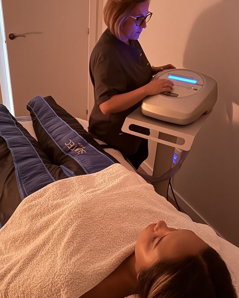 Sesión de presoterapia en Líbera, Vila de Gràcia